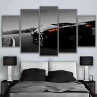 Lizhanmin Matte Black Lamborghini Aventador Luxury Car Sport Canvas Print Wall Art HD พิมพ์ภาพภาพวาดไม่มีกรอบ5แผง