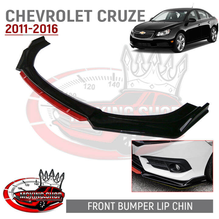 Chevrolet Cruze 20112016 Universal Front Bumper Lip Chin Body Kit Glossy Black with Red Lip