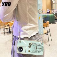 เคสสำหรับ Vivo โทรศัพท์กระจกแต่งหน้า YBD Y02 Y02T Y02A V2254 Hello Kitty วงเล็บเชือกยาวสำหรับการใช้ Srossbody