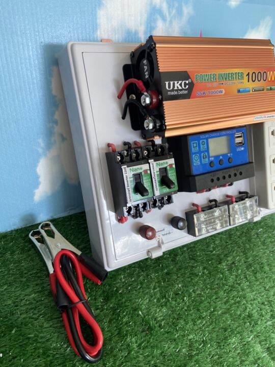 ชุดนอนนาโซล่าเซลล์-ชุดไฟบ้านสวน-inverter-1000w-ชาร์จไฟพลังงานสงอาทิตย์-ระบบไฟจ่ายออก-5v-12v-220v-ในชุดแถมฟรี-แผงโซล่าเซลล์40wแบตเตอรี่24ah