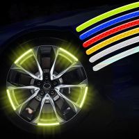 Car Wheel Hub Reflective Sticker 20/40Pcs Upgrade 3D Tire Rim Luminous Stickers Roadway Safety for Auto Motorcycle Bicycle