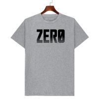 เสื้อยืดผ้าฝ้ายพิมพ์ลายเสื้อยืดสีเทาท๊อป ZERO คอกลม มีเก็บปลายทาง  YRM1