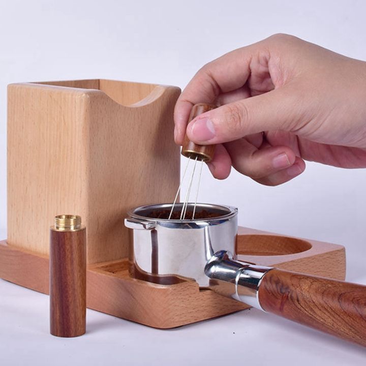 coffee-tamper-stainless-steel-needles-wood-handle-espresso-powder-stirrer-distributor-leveler-tools-kitchen-accessories