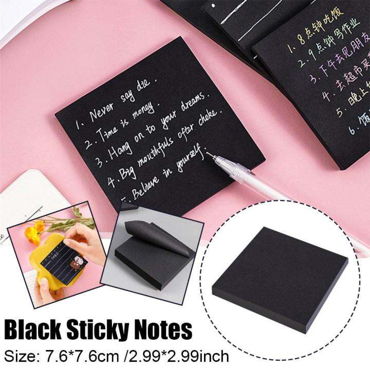 50 Sheets Black Sticky Notes SelfStick Notes Pads School Post Easy