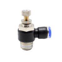 Air Pneumatic Speed Controller 4mm OD Hose Tube Push Into M5 1/8 quot; BSPT Male Thread Gas Flow Adjust Valve Quick Fittings