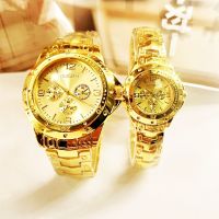 Authentic ROSRA couple Dongda retro couple round three-eye quartz watch for men and women watch tide local gold temperament casual watch. 【BYUE】