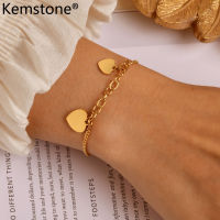 Kemstone โซ่ชุบทองหัวใจสแตนเลสของขวัญโซ่ข้อมือเครื่องประดับสำหรับผู้หญิง