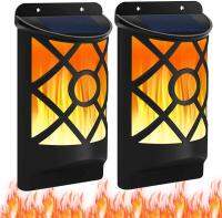 LED Solar Camping Light Flame Wall Light 2835smd 66 LED Outdoor Waterproof Dark Sensor for Yard Bench Pathway Garden