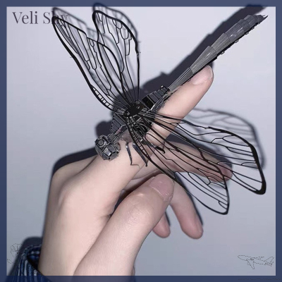 Veli Shy ชุดสร้างโมเดล DIY ตัวต่อรูปแมลงปอสแตนเลส3มิติสำหรับผู้ใหญ่ตุ๊กตาของขวัญไดโอรามางานทำมือของเล่นเกมปริศนาประกอบ