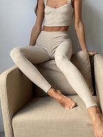 2023 Autumn Womens Leggings Gray Capri Stretch Pants High Waist Warm Thin Fleece Leggings for Women Cotton Soft Slim Tights New