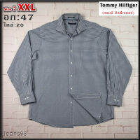 Tommy Hilfiger®แท้ อก 47 ไซส์ XXL เสื้อเชิ้ตผู้ชาย ทอมมี่ ฮิลฟิกเกอร์ สีกรม เสื้อแขนยาว เนื้อผ้าดีสวยๆ