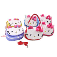 Hello Childrens New Cartoon Fashion Shoulder Bag Girls Cute Three-dimensional Bow Crossbody Beads Handbag Bags