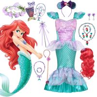 〖jeansame dress〗 Disney Mermaid คอสเพลย์ชุดเจ้าหญิงสำหรับเด็กผู้หญิง2022ฮาโลวีนปาร์ตี้คริสต์มาส Little Mermaid Ariel Birthday Party แฟนซี