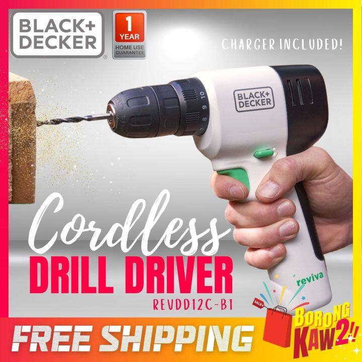 BLACK & DECKER REVDD12C-B1 12V Reviva Cordless Drill Driver With 1 ...