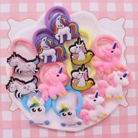 【CW】 2Pcs Unicorn Animals Rubber Bands Ponytail Holder Headband Hair Rope Accessories Decorations Ties