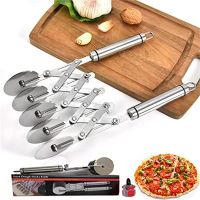 【YF】 5 Wheels Cutter Dough Divider Side Pasta Flexible Roller Blade Pizza Pastry Peeler Stainless Steel Wheel