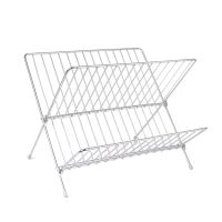 Kitchen Folding X-Shaped Drain Rack Double-Layer Wrought Iron Bowl Rack Drying Bowl and Plate Organizer Rack Suitable for Home Kitchen