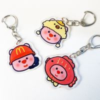 ORDINA เส้นใยละหุ่ง พวงกุญแจ McDonalds Loopy สไตล์เกาหลีแบบ ขอบการ์ตูน พวงกุญแจ Pororo แฟชั่นสำหรับผู้หญิง สีชมพูอมชมพู จี้บีเวอร์น้อย ตกแต่งกระเป๋าเป้สะพายหลัง