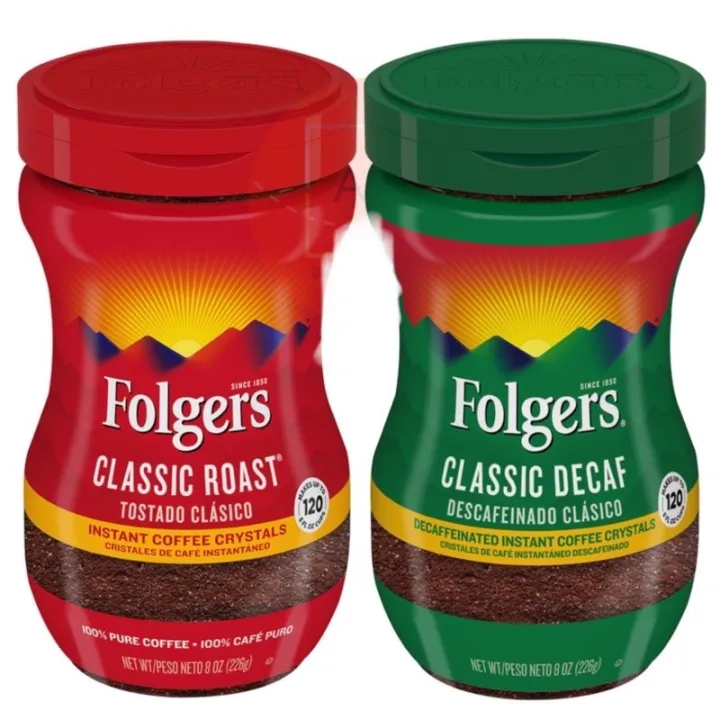 Folgers Instant Coffee Classic RoastDecaf, 226g, 453g, USA, Expiry 2023