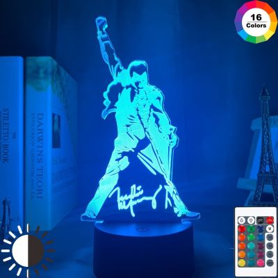 ✽♙ Queen 3D Lamp Freddie Mercury Figure Led Night Light Touch Sensor Baby Kids Nightlight for Office Room Decorative Lamp Fans Gift
