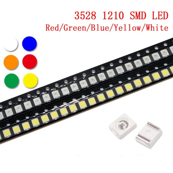 100pcs-super-bright-3528-1210-smd-led-red-green-blue-yellow-white-uv-ice-led-diode