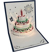 3D Pop Up Birthday Cards Happy Birthday Greeting Card LED Light Birthday Cake Music Happy Birthday Card Postcards Laser-Cut Happy Birthday Cards