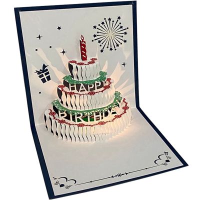 3D Pop Up Birthday Cards Popup Birthday Greeting Card Happy Birthday Greeting Card LED Light Birthday Cake Music Happy Birthday Card Postcards Laser-Cut Happy Birthday Cards