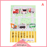 Jettingbuy】ขายแฟลชส้อมผลไม้อุ้งเท้าแมวสัตว์6ชิ้นรูปการ์ตูนของเด็กเค้กขนมไม้จิ้มฟัน