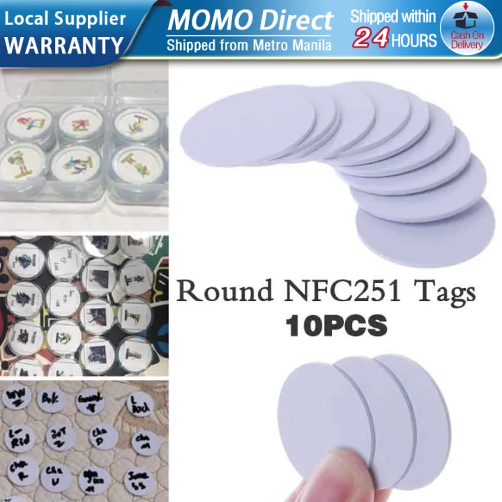 DeJivsin 50pcs Tag NFC Confezione, Carte NFC NTAG215 Riscrivibili, Adesivi NFC 25 Mm Bianco Con Supporto Adesivo E Scatola Portaoggetti Funziona Con Telefoni E Dispositivi Abilitati NFC