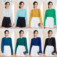 (S-XL) Maristar เสื้อแขนยาวสีพื้น Solid Long Sleeve Blouse เนื้อผ้า polyester Style No : 2039