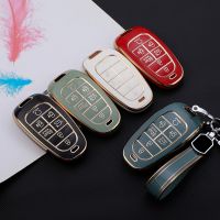 5 7 Buttons TPU Car Key Case Cover Shell Fob For Hyundai Santa Fe Tucson NEXO NX4 Atos Solaris Prime Auto Ioniq Holder Keychain Key Chains