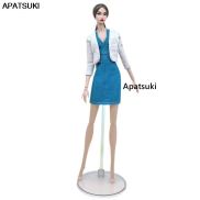 White Coat Blue Dress Fashion Doll Clothes Set For Barbie Doll Outfits