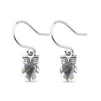 Silver thai Sterling Silver Teardrop Labradorite Hook Earrings, ต่างหูตะขอเกี่ยวลาบราโดไรท์เงินแท้925 , Real stone owl earring silver