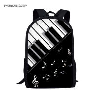 Twoheartsgirl Music Notes Piano Keyboard Printed Students School Bags Girls Boys Book-Bag Mochila Womens Travel Bag