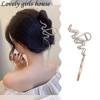 【♡Lovely girls house♡】แผ่นคลิปขนาดใหญ่รูปหัวงูสำหรับผู้หญิงด้านหลังที่หนีบคลิปหนีบผมแบบพู่ยาวคว้าแผ่นที่หนีบผมปากปลาฉลามผม