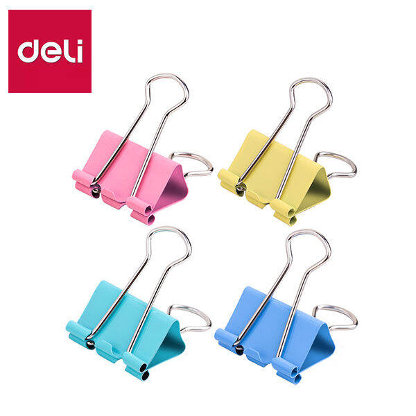 Deli Colourful Binder Clips, Paper Binder Clamps, Assorted Colours and ...