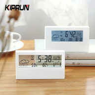 KIPRUN Electronic Alarm Clock Noiseless Calendar Weather Temperature Humidity Display LED Table Clock for Office and Living Room thumbnail