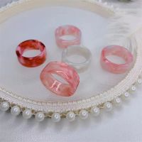 Candy Color Acrylic Ring Fashion Resin Retro Geometric Rings Adjustable Ctue Sweet Opening Jewelry Ring For Girls Party Gifts