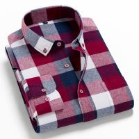 2021 Spring Autumn 100 Cotton New Male Casual Long Sleeve Shirt Warm Man Clothes Flannel Plaid Shirt Men Plus Size 3XL 4XL