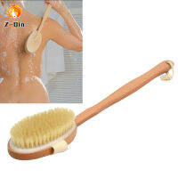 ไม้ธรรมชาติขนแปรงร่างกายนวดอาบน้ำฝักบัวกลับสปาที่ถอดออกได้ Scrubber