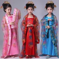 【CW】 traditional chinese dance costumes children women girls for kids sleeve fan dress folk costume woman ancient hanfu clothing