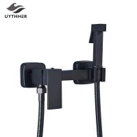 Matte Black Bidet Shower Faucets Brass Hygienic Shower Spray Airbrush Tap Hot and Cold Water Mixer Toilet Spray Bidet Shower