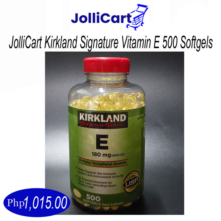 JolliCart Kirkland Signature Vitamin E, 500 softgels, 100 Authentic