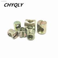 ♝❖✳ M4M5M6M8 Barrel Bolts Cross Dowel Slotted Furniture Nut fittings for Beds Crib Chairs Horizontal hole nut hammer embedded nut