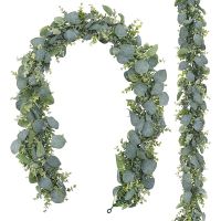 2 Pack 5.5Ft Artificial Eucalyptus Garland Spring Garland Greenery Hanging Plants for Wedding Home