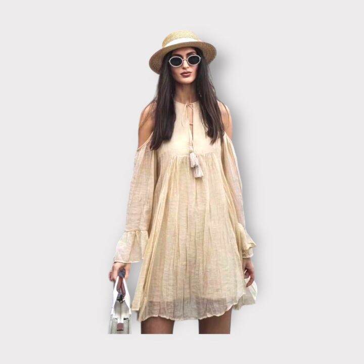 p002-016-pimnadacloset-cold-shoulder-crew-neck-front-tie-rayon-loose-mini-dress