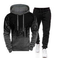 Casual Tracksuit Sets Men Autumn Winter Hoodies Sweatpants Drawstring Outfit Sportswear 2020 Male Suit Pullover Two Piece Set