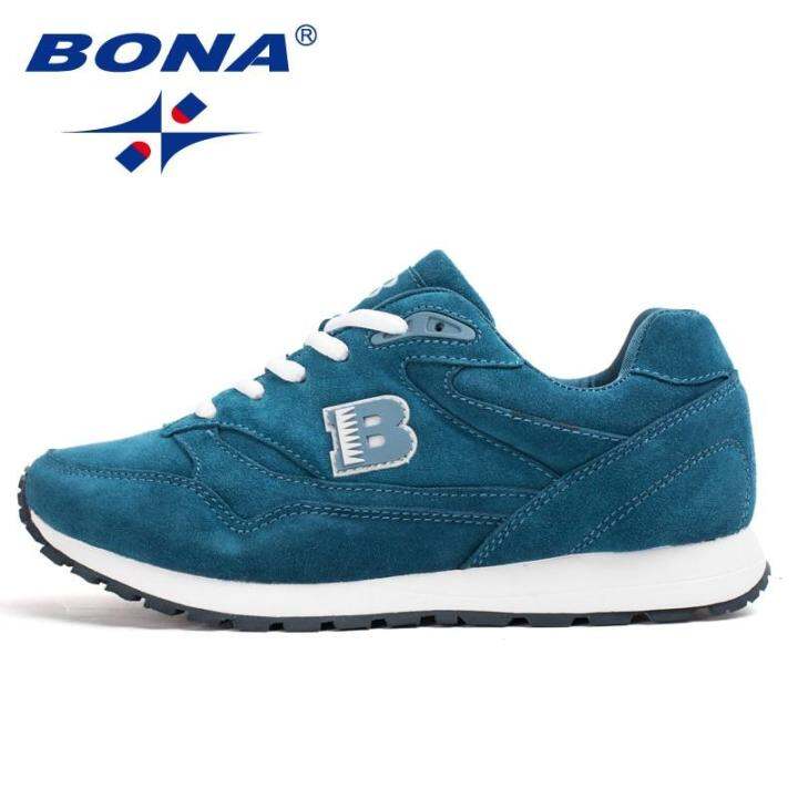 BONA New Popular Style Women Running Shoes Cow Split Breathable Lace Up  Sport Shoes Light Soft Outdoor Sneakers Shoes Women 