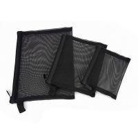 Zipper Mesh Bags, Pack of 3 (S/M/L), Beauty Makeup Cosmetic Accessories Organizer, Travel Toiletry Kit Set Storage Pouch, Black