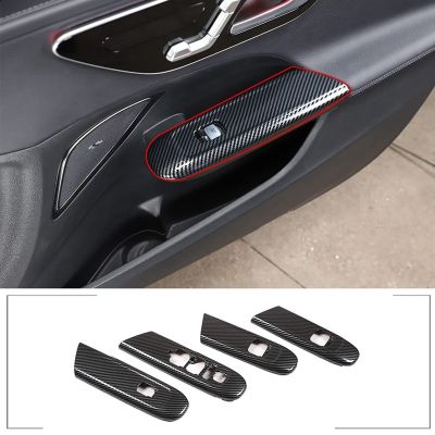 Window Lift Panel for Mercedes-Benz C-Class W206 C200 C300 2022 Accessories ABS Carbon Fiber